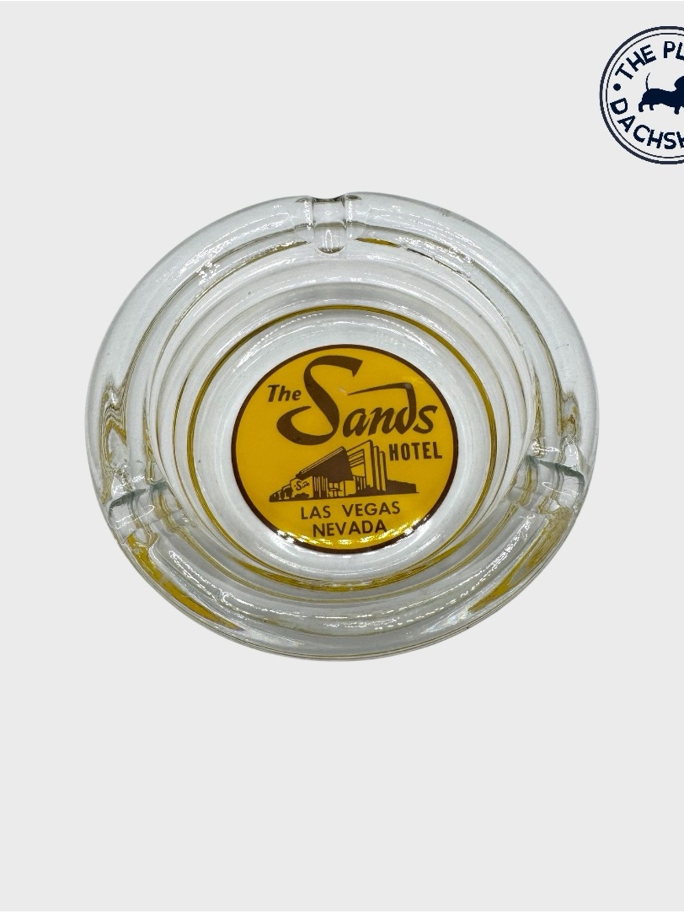 Vintage The Sands Hotel Vintage Las Vegas Glass Ashtray - Yellow Logo